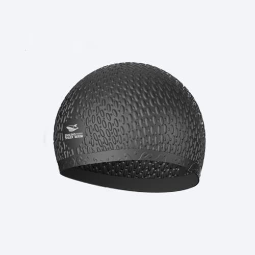 SPORTARC Elastische Badekappen, bequemer Stoff, leichte Badekappe, Triathlon, Ironman, Rennen, Badekappe, 100 % Silikon, Schwarz
