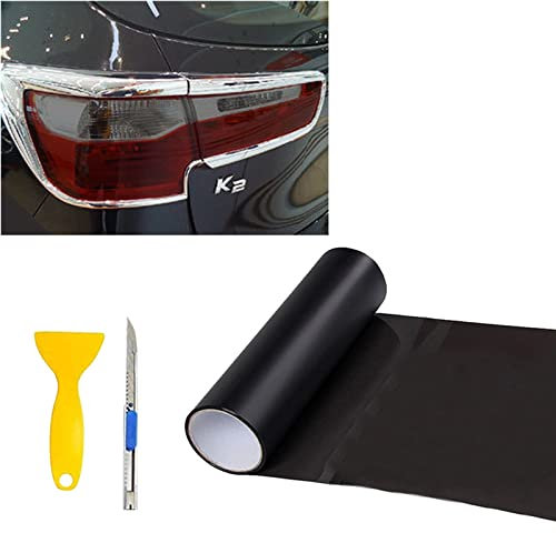 12” X 48” Matt Black Tint Vinyl Wrap Film Roll for Car Headlight, Taillight, Fog Lights with Squeegee + Cutter（Matt Black）