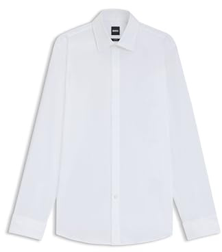 BOSS Herren H-HANK-TUX1-DC-224 Slim-Fit Smokinghemd aus bügelleichter Stretch-Baumwolle