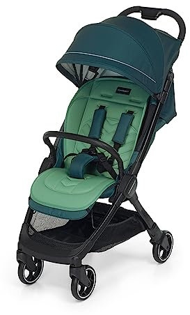 Foppapedretti Leichter Kinderwagen Ciao, für Kinder von 0 – 22 kg (0 – 4 Jahre), 1 Hand Verriegelung, Self-Standing, verstellbare Rückenlehne, gedämpfte Räder, Stauraum, Aluminiumrahmen, Grün