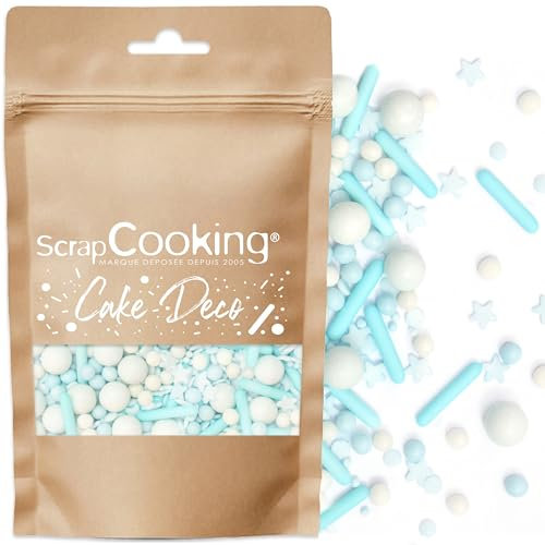 ScrapCooking - Blau Streusel & Zuckerperlen 70 g - Essbare Tortendeko Perlen - Blau Sprinkles Deko - Gebäckstreusel - Zuckerperlen - Dekoration für Desserts Kuchen Geburtstag – 7448