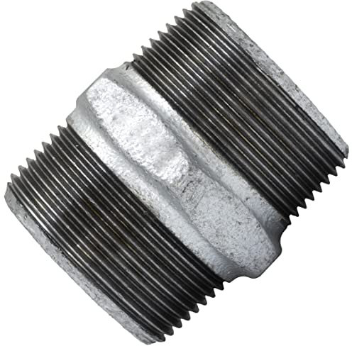 AERZETIX - C65070 - Mamelon égal mâle-mâle 1 1/2 x 1 1/2'' zingué - en fonte - raccord de tuyau fileté à visser double filetage - plomberie-chauffage travaux installation d'eau alimentation