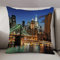 Kissenbezug 50 x 50 cm,Stadt, New York bei Nacht mit Brooklyn Bridge Wolkenkratzer berühmte Metrop,Dekor Kissenhülle Kissenbezüge mit Verstecktem Reißverschluss, Couchkissen,Sofakissen Kopfkissenbezug