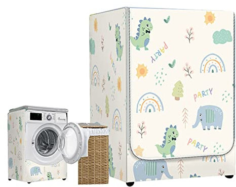 Highdi Funda de Lavadora Cubierta Impermeable, Secadoras de Carga Frontal Protector Exterior Cubierta a Prueba de Polvo (Capacidad S: 4-7,5 kg,Elefante)