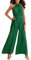 Odizli Jumpsuit Damen Elegant Hochzeit Lang Sexy Ärmellos Neckholder Plissee Weite Hose Sommer Overall Frauen Festlich Hochzeitsgäste Party Business Hosenanzug Playsuit Romper Große Größen Grün L