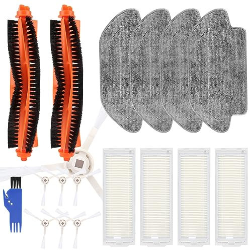 Kit Accessori di Ricambio per Xiaomi Robot Vacuum-Mop,2 Spazzola Principale,6 Spazzole Laterali,4 Filtri,4 Salviette,Panni Per Mop,1cleaning brush,Aspirapolvere