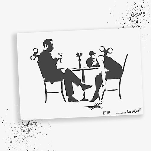 LaserCad Schablonen BANKSY Streetart (B118, Out of Time, DIN A2) Stencil für Graffiti, Airbrush, Kunst, Deko, zum Malen