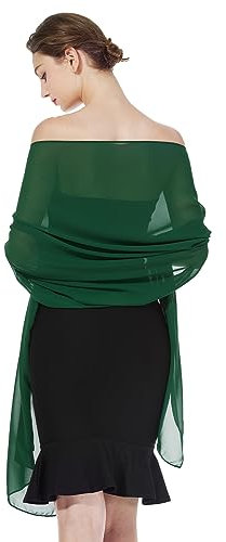 BEAUTELICATE Chal de Gasa Mujer Estola Capa Poncho Graduación para Novia Boda Fiesta Elegante Cerimonia Evento Noche (Verde Esmeralda,Plus Size)
