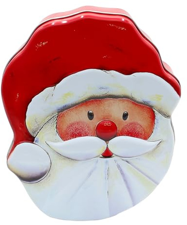 Dekohelden24 Weihnachtsmann-Dose aus Metall, Keksdose, Weihnachtsdose, Gebäckdose, Blechdose, Größe: L/B/H ca. 18 x 15 x 6 cm
