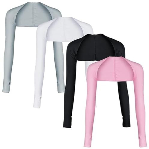 Kopinma 4 Stück UV-Schutz Kühlschal Armstulpen Sonnen Schutz Schal Golfschal Damen Sonnenschutz Schal mit Finger Loch für Radfahren