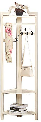 VetEur Porte-Manteau Angle, Porte-Vêtements Multifonctions, Bois, 30 kg, Manteau, Chaussure, Cravate et ceinture, Chapeau, Parapluie, Rustique
