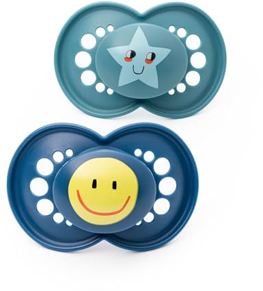 MAM Original Dummies, 6-18M, 2 Pack, Orthodontic Design, Blue