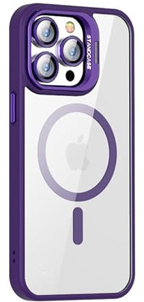 Funda para iPhone 13 Pro Max(6.7), Compatible con MagSafe, Classic Híbrida Magnética Carcasa con HaloLock, Protección Grado Militar, A Prueba de Golpes, Resistente a Arañazos, Transparente-Morado