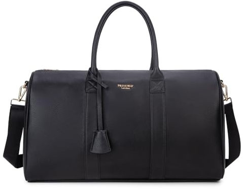 Princely London Weekender Los Angeles Schwarz – Stylischer und Geräumiger Reisebegleiter aus Hochwertigem Veganem Leder für Damen, Ideal als Handgepäck