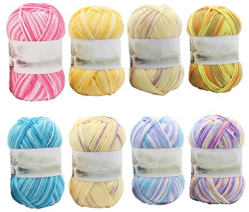 eurNhrN Crochet Yarn 8 Rolls Milk Cotton Thick Yarn DIY Multi-color Beginner Yarn Soft Weaving Knitting Yarn for Handcrafts Yarn