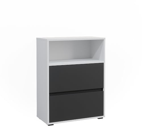 Vicco Badschrank Maltin, Weiß/Weiß, 60.2 x 78 cm mit Zwei großen Schublade