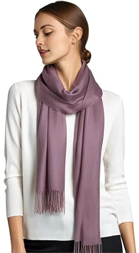 Sommerschal Damen Kaschmir etxra dünn Halstuch Stola 200x70 lila leicht durchsichtig Umschlagtuch stilvoll für Sommer Saison Casual Business Style Hochzeit Geschenk für Sie