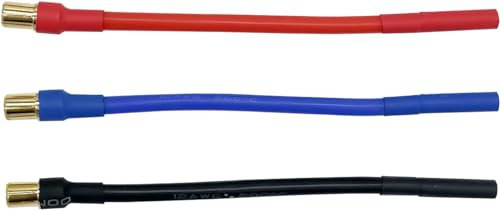 Nuofany 3 Stück/Set 6,5 mm Bullet Stecker auf 4,0 mm Buchse, 12 AWG, 10 cm ESC-Verlängerungskabel für ferngesteuertes Auto, Boot, bürstenloser Motor, ESC