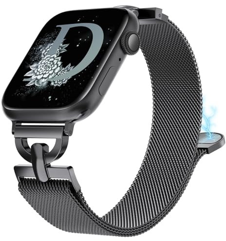 BEEXI Metall Kompatibel mit Apple Watch Armband 40mm 41mm 42mm 38mm Damen, Edelstahl Magnetarmband Mesh D-förmige Rosegold Ersatzarmband für iWatch SE Serie 10/9/8/7/6/5/4/3/2/1