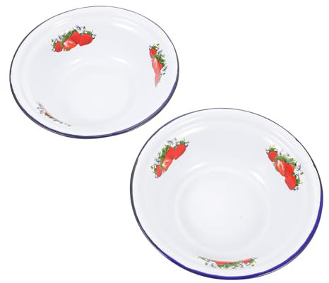 OUNONA 2 Piezas De Lavabo Retro Esmaltado Lavabo Vintage Para Sopa Lavabo Para Hacer Lavabo De Almacenamiento De Alimentos Lavabo Para Barbacoa Utensilios De Cocina Antiguos