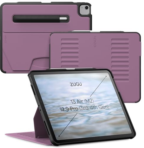 ZUGU CASE for iPad Air Case 13 Inch M3 2025 & M2 2024 / iPad Pro 12.9 inch (3rd/4th Gen), Slim Protective Cover with Apple Pencil Holder, 10 Viewing Angles Auto Wake/Sleep (Berry Purple)