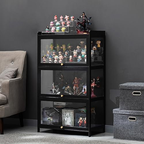 REBOTZ Glasvitrine, Acrylvitrine, Vitrinen für Sammlerstücke, 70/100/130cm,Aufbewahrungsschrank mit Türen, Klapptür-Design für Bequeme Aufbewahrung, versiegelt und staubdicht(70x33x111CM)