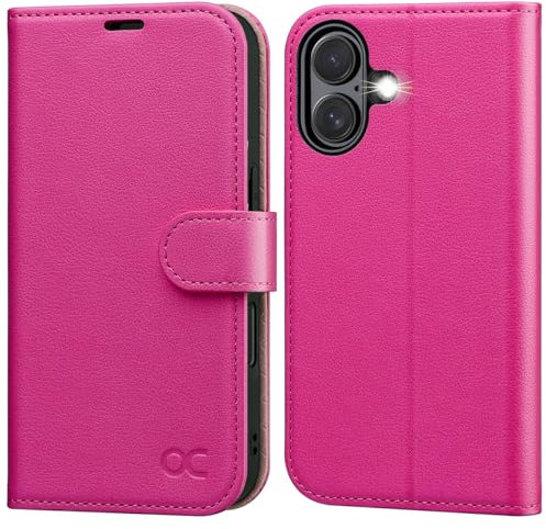 OCASE for iPhone 16 Plus Case, PU Leather Wallet, Magnetic Flip Folio Cover with RFID Blocking, Card Holders, Shockproof TPU, and Kickstand for 6.7 Inch iPhone 16 Plus (2024), Rose