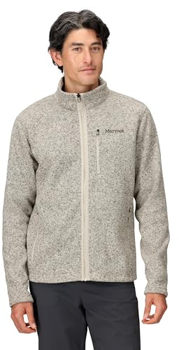 Marmot Herren Drop Line Jacket, Warme Fleecejacke, Outdoor-Jacke mit durchgehendem Reißverschluss, atmungsaktiver und windbeständiger Sweater, Birch Bark Heather, M