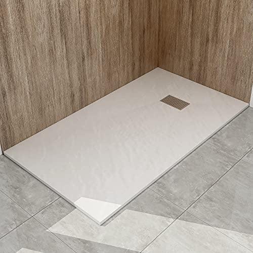 WITEN&NOCK SMC Duschwanne 170x90cm weiß Brausewanne Duschtasse extra flache Steinoptik Antirutschfür Duschkabine Duschwand