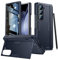 spoovcto Custodia per Samsung Galaxy Z Fold6 vetro temperato anti-peeping, protezione della cerniera, supporto nascosto, supporta la ricarica wireless, antiurto per Z Fold 6, blu