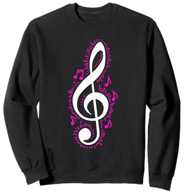 Chiave di violino e note musicali rosa, design per amore musicale Felpa