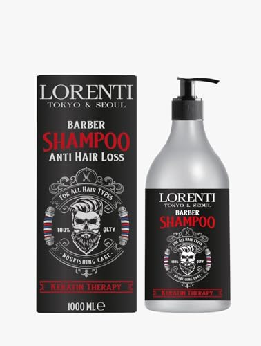LORENTI TOKYO & SEOUL Barber Anti-Hairloss Shampoo Men 1000ml | Anti-Haarverlust Shampoo | Effektiv gegen Haarausfall | Stärkend, Regenerierend, Wachstumsfördernd | Shampoo für Männer