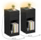 VASAGLE Slim Bedside Tables with Charging Station and LED Light, Set of 2 Narrow Side End Tables, USB Ports, Drawer and Open Compartment, for Bedroom, Living Room, Ebony Black LET710B01