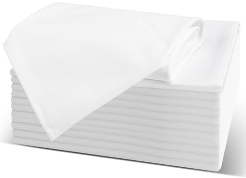 AiQInu Stoffservietten Weiß Baumwolle in 40x40 cm,12er-Set,mit Umlaufendem Rand，Waschbare Tischservietten für Hotel, Mittagessen, Restaurant, Hochzeiten, Veranstaltungen und Partys