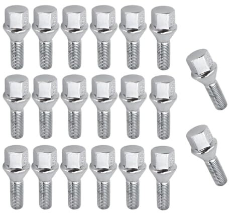 BASPHHH Felgenschraube Kompatibel mit Benz für CLK550 2007-2009 Autozubehör M12X1,5 Radmuttern Stehbolzen Radschrauben Silber 28mm