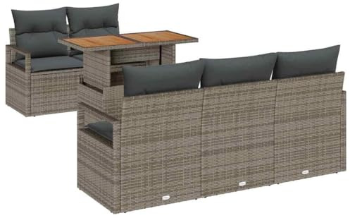 vidaXL Garten-Sofa-Set 6 STK. Grau Poly Rattan