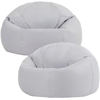 Bean Bag Bazaar Kingston Gaming Bean Bag with Filling, 2 Pack, Grey | Made in the UK, Adult Beanbag, Durable Water-Resistant Fabric, Comfy Chair for Indoor and Outdoor Use