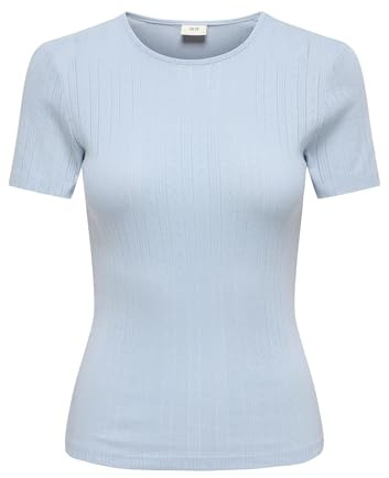 JdY Damen Jdysalsa Mia Life S/S O Neck Top JRS Dia, Cashmere Blue, Small