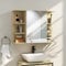 HOMCOM Armoire Murale Salle de Bain avec Miroir, Meuble Salle de Bain, Armoire de Toilette avec étagères Ouvertes, Miroir avec Rangement, 80 x 20 x 59 cm, Effet Bois Naturel