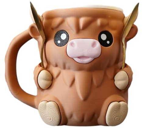 Kühe Eishalterung Eiscreme Halter Mit Griff, 3D Highland Cow Ice Cream Container, Iced Eisbecher Becherhalter Kinder, Tropffreie Eishalter Kuh Geschenke, For Kindergeburtstag Grillen Familie Freunde