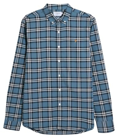 Farah Men's Brewer Check Organic Cotton Long Sleeve Shirt