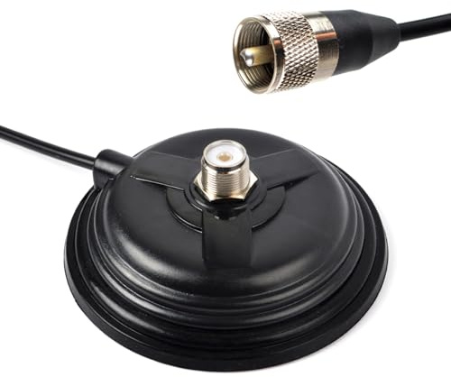 YNIBST Base Montaje Magnética para Antena SO239 CB/VHF/UHF | con Cable Coaxial RG58 PL259 de 5 Metros/16,4 Pies, para Automóvil/Camión, Uso al Aire Libre y Marino