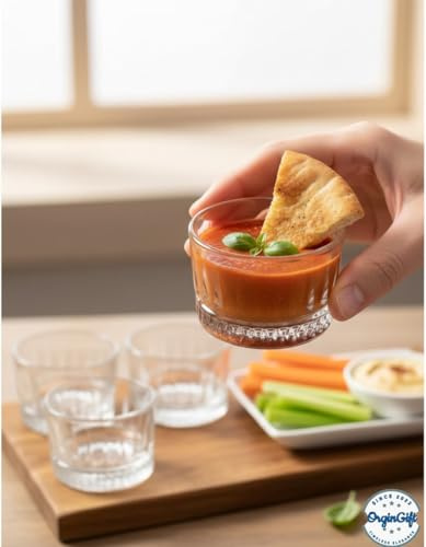 Juego de 6 cuencos para salsas – De cristal o bambú – Mini cuencos para ketchup, mayonesa, salsas, aperitivos, mermelada, miel, mantequilla, snacks, frutos secos, entrantes y postres – Cuencos