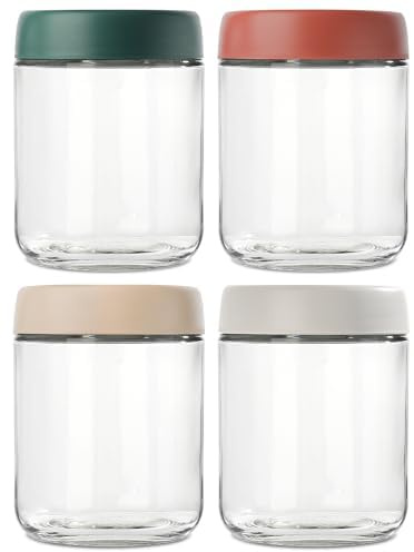 MHDCLY 4 Set Overnight Oats Gläser mit Deckel - 500ml Meal Prep Boxen Glas | Müslibecher To Go & Einmachgläser mit Schraubdeckel für Marmelade - Mason Jars Glasbehälter zum Einmachen & Einlegen