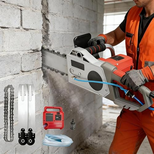 Motosega Elettrica Per Cemento, Macchina Da Taglio Per Muri Senza Spazzole Ad Alta Potenza Da 5800/6500 W, Macchina Da Taglio A Umido Con Abbattimento Della Polvere Ad Acqua, 2 Lame 48cm/18.9in