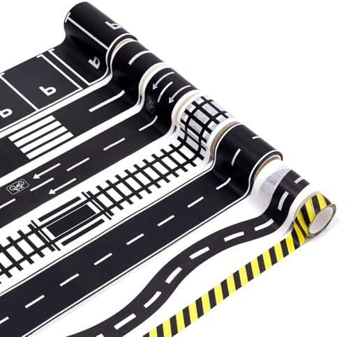 Washi Straße Klebeband 11 Rollen Road Tape mit Verkehrszeichen Aufkleber | Washi Tape Straße Autobahn Selbstklebend Washitapes für Spielen Und Lernen DIY Spielzeugautos Fahrzeugbausätze Spielzimmer