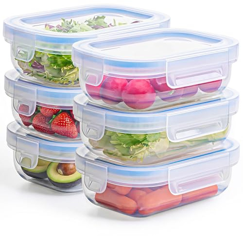 KONZEPT Vorratsdosen mit Deckel Luftdicht 600 ml Meal Prep Boxen Set 6 Stk. Vorratsorganizer, BPA-frei, Stapelbar, Spülmaschinenfest, Transparent, Für Kühlschrank, Zum Mitnehmen