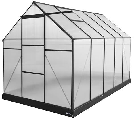 Axi Simon Serre De Jardin en Aluminium Et Polycarbonate Noir | Pépinière avec Porte Coulissante Et Fenêtre | Résistante À l'hiver | avec Drainage Intégré | 310 X 190 X 207 Cm