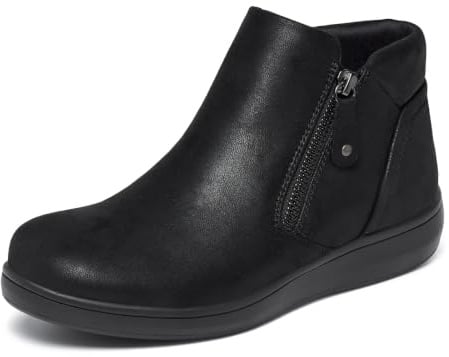 Hanani Womens Ankle Boots Side Zipper Chelsea Boots Water Resistant Ladies Comfortable Flat Booties Casual Walking Boots with Elastic Gusset Low Wedge Short Boots