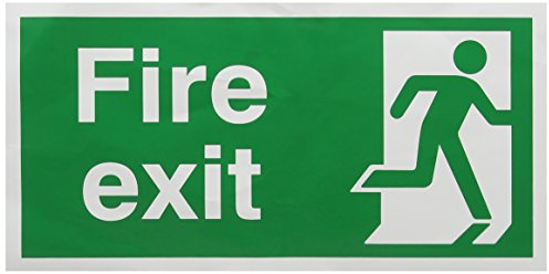 SIGNSLAB E98A/S Safety Sign Fire Exit Running Man - Right, Self-Adhesive, 150 mm x 300 mm